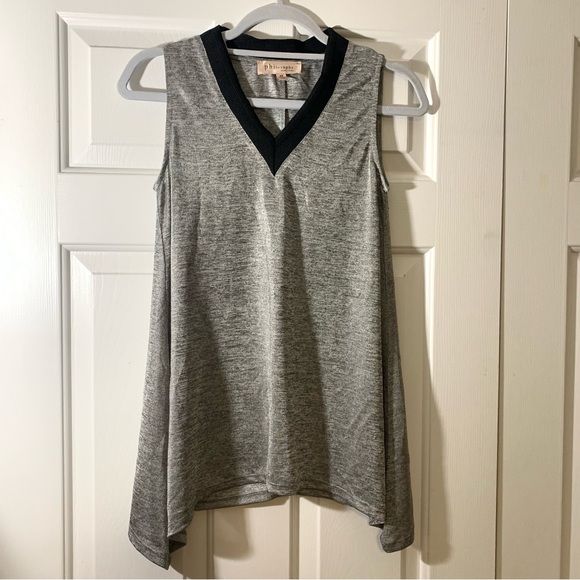 Philosophy metallic sleeveless tunic top silver & grey marled V-neck long flowy - Picture 12 of 13